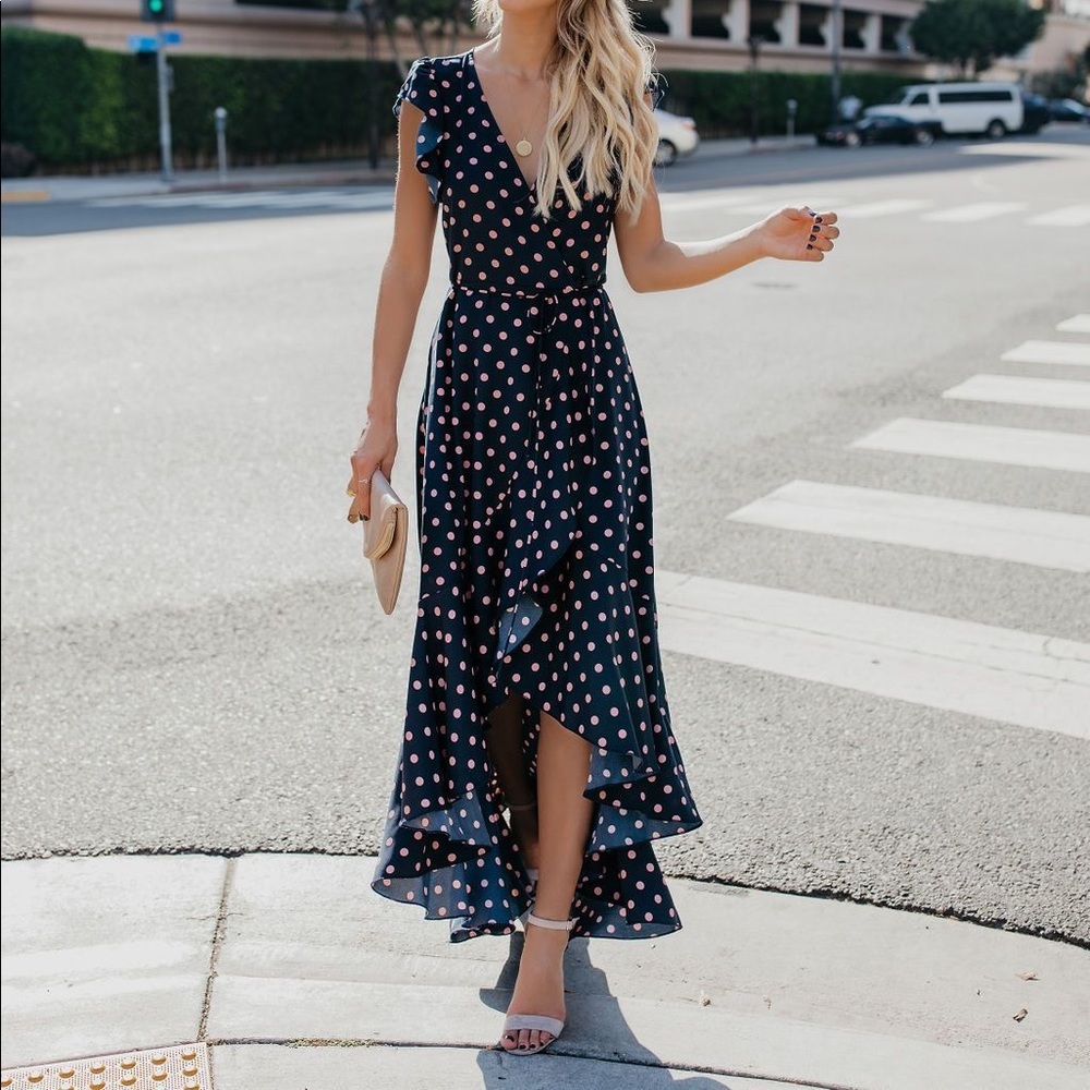 Vici Mama Mia Polka Dot Wrap Maxi Dress